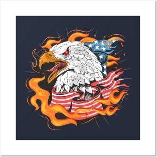 eagle American flag Posters and Art